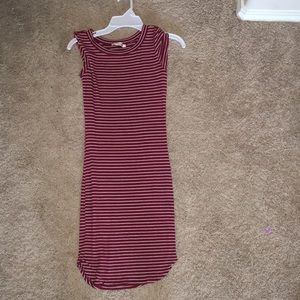 Red dress with white stripes